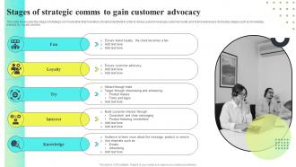 Stages Of Strategic Comms To Gain Customer Advocacy