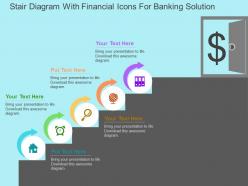 Stair diagram with financial icons for banking solution flat powerpoint design