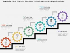 Stair with gear graphics process control and success representation flat powerpoint design