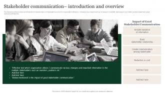 Stakeholder Communication Introduction And Overview Public Relation Communication