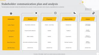 Stakeholder Communication Plan And Analysis