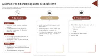 Stakeholder Communication Plan For Business Events