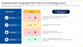 Stakeholder Engagement Tactical Strategy Plan