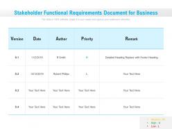 Stakeholder Functional Requirements Document For Business