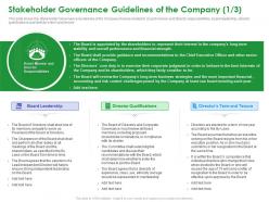 Stakeholder governance guidelines of the company stakeholder governance to enhance