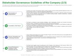 Stakeholder governance guidelines stakeholder governance to enhance shareholders value