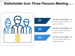 Stakeholder icon three persons meeting shareholders revenue