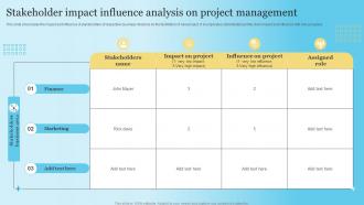 Stakeholder Impact Influence Analysis On Project Management