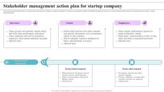 Stakeholder Management Action Plan For Startup Company