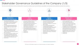 Stakeholder Management Analysis Stakeholder Governance Guidelines Mission