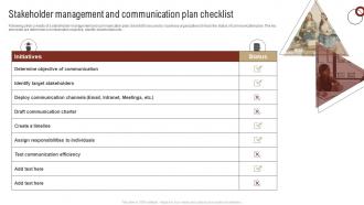 Stakeholder Management And Communication Plan Checklist