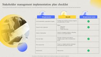 Stakeholder Management Implementation Plan Checklist Comprehensive Guide For Developing