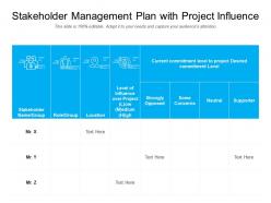 Stakeholder management plan with project influence
