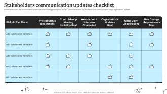 Stakeholders Communication Updates Checklist Types Of Communication Strategy
