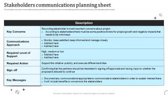 Stakeholders Communications Planning Sheet Types Of Communication Strategy