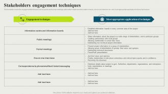 Stakeholders Engagement Techniques Strategic And Corporate Communication Strategy SS V