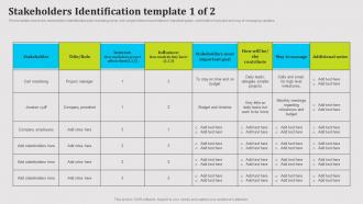 Stakeholders Identification Template Public Relations Strategy SS V
