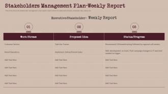 Stakeholders Management Plan Weekly Report Build And Maintain Relationship With Stakeholder Management