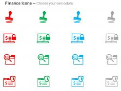 Stamp secure online transaction book keeping online banking security ppt icons graphics
