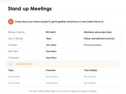 Stand up meetings ppt powerpoint presentation layouts grid