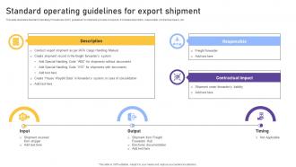 Standard Operating Guidelines For Export Shipment