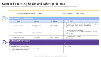 Standard Operating Health And Safety Guidelines