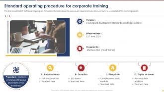 Standard Operating Procedure For Corporate Training