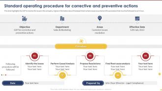 Standard Operating Procedure For Corrective And Preventive Actions