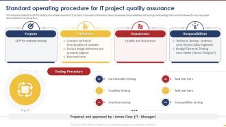 Standard Operating Procedure For It Project Quality Assurance