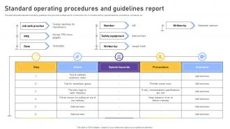 Standard Operating Procedures And Guidelines Report