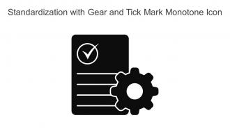 Standardization With Gear And Tick Mark Monotone Icon In Powerpoint Pptx Png And Editable Eps Format