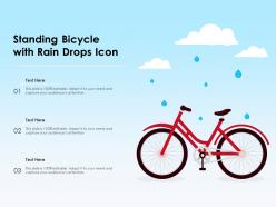 Standing bicycle with rain drops icon