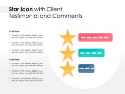 Star icon with client testimonial and comments
