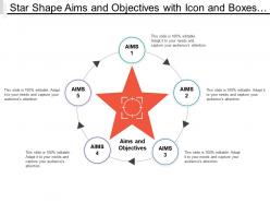 Star shape aims and objectives with icon and boxes