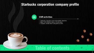 Starbucks Corporation Company Profile Powerpoint Presentation Slides CP CD Professionally