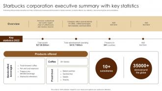 Starbucks Corporation Executive Summary Coffee Business Company Profile CP SS V