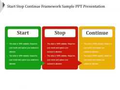 Start stop continue framework sample ppt presentation