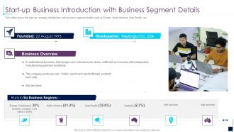Start up business introduction with business segment details early stage investor value