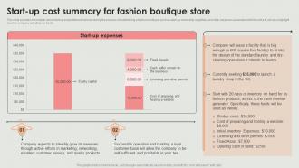 Start Up Cost Boutique Store Retail Clothing Boutique Business Plan BP SS