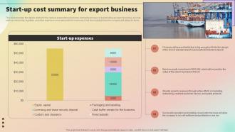 Start Up Cost Summary For Export Business International Trade Business Plan BP SS