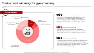 Start Up Cost Summary For Gym Company Fitness Center Business Plan BP SS