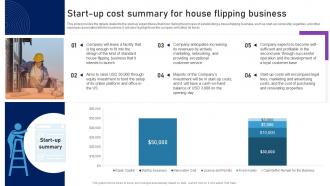Start Up Cost Summary For House Flipping Business Home Remodeling Business Plan BP SS