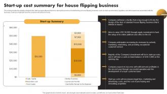 Start Up Cost Summary For House Flipping Business Real Estate Flipping Business BP SS
