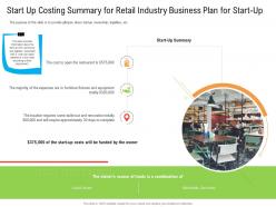 Start Up Costing Summary For Retail Industry Business Plan For Start Up Ppt Designs