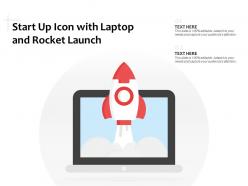 Start up icon with laptop and rocket launch