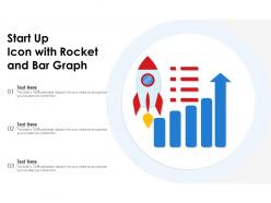 Start up icon with rocket and bar graph