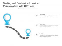 Starting and destination location points marked with gps icon