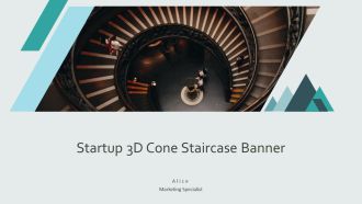 Startup 3D Cone Staircase Banner PPT Information AT
