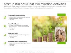 Startup business cost minimization activities