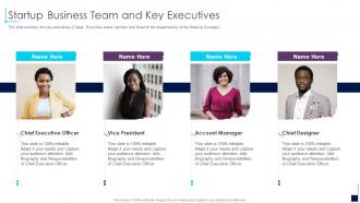 Startup business team and key executives early stage investor value ppt elements